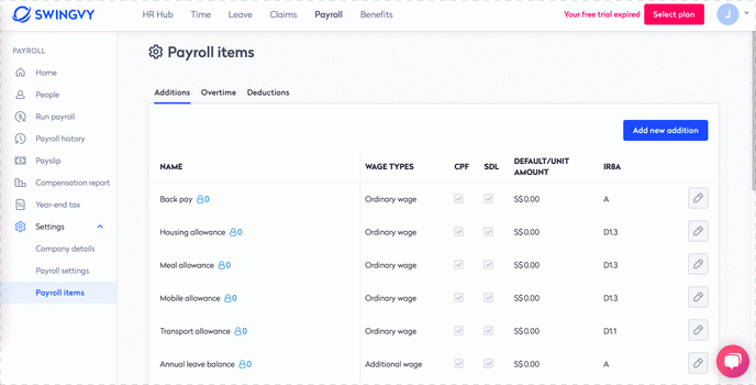SG_Add custom payroll additions