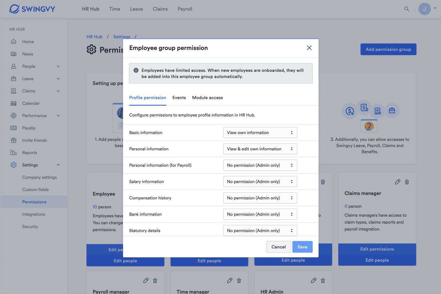 Set up group user permission